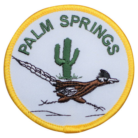 Palm Springs Patch - California, Roadrunner, Cactus 3" (Iron on)