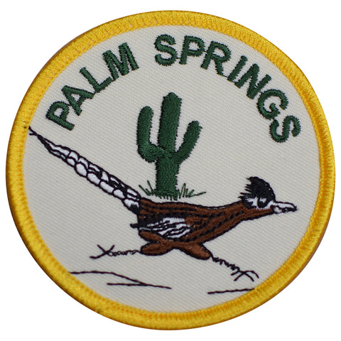 Palm Springs Patch - California, Roadrunner, Cactus 3" (Iron on)