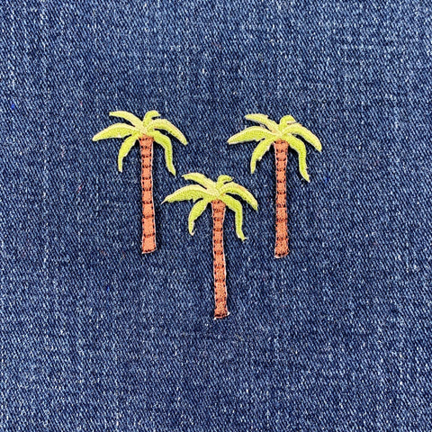 3-Pack Palm Tree Applique Patch - Embroidered Tropical Beach Vacation Badge 1.5" (Iron On)