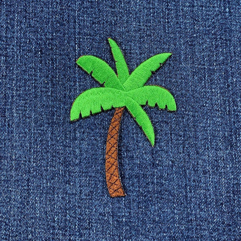 Palm Tree Applique Patch - Embroidered Tropical Beach Vacation Badge 3.5" (Iron On)