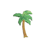 Palm tree patch with green leaves and brown trunk on a white background