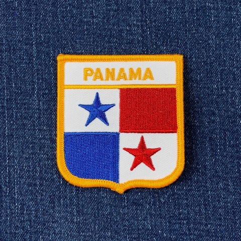 Panama Patch - Embroidered Flag Shield Badge 2.75" (Iron Or Sew On)