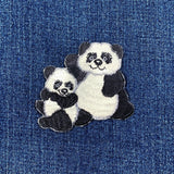 Panda Bear & Cub Applique Patch - Embroidered Animal Badge 2.75" (Iron On)