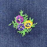 Pansy Flowers Applique Patch - Embroidered Gardening Badge 2.5" (Iron On)