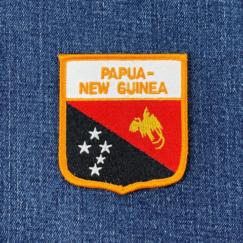 Papua New Guinea Patch - Embroidered Flag Shield Badge 2.75" (Iron On)
