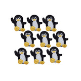 Set of 9 penguin patches on a white background