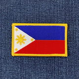 Philippines flag patch on a denim background