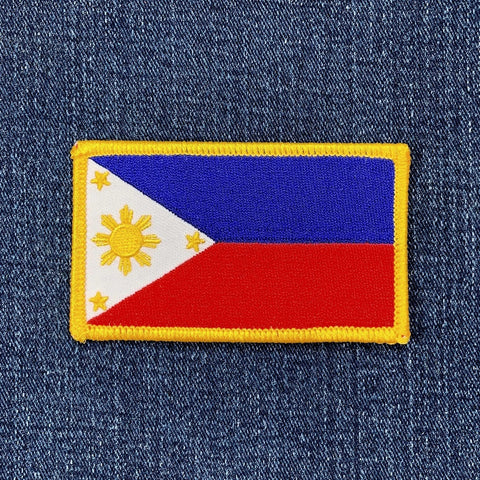 Philippines flag patch on a denim background