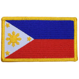 A rectangular embroidered patch of the Philippines flag, featuring a red, white, blue, and yellow design on a yellow background.