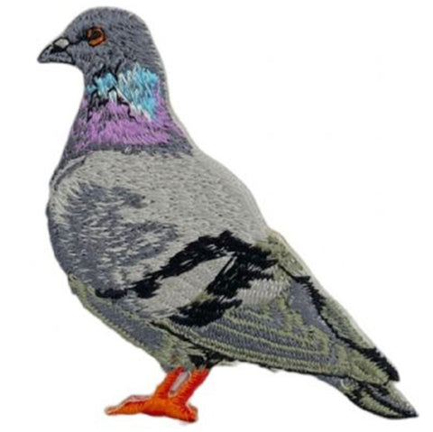 Rock Dove Pigeon Applique Patch - Embroidered Bird Badge 2.5" (Iron On)