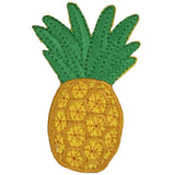 Embroidered pineapple patch with a textured yellow body and green spiky leaves.
