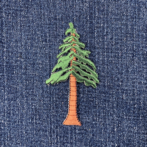 Evergreen Tree Applique Patch - Embroidered Conifer Pine Sequoia Redwood Badge 3" (Iron On)