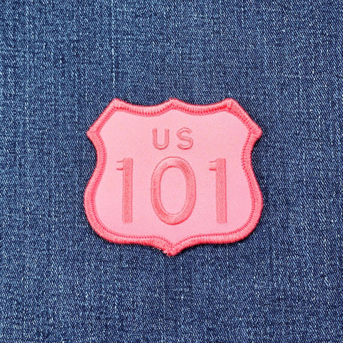 Highway 101 Patch - Pink California Oregon Washington Embroidered Badge 2-7/8" (Iron On)