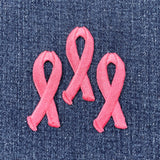 3-Pack Pink Ribbon Applique Patch - Breast Cancer Awareness Badge 2" (Iron On)