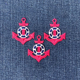 3-Pack Anchor Applique Patch - Pink Embroidered Nautical & Sailing Badge 1.75" (Iron On)