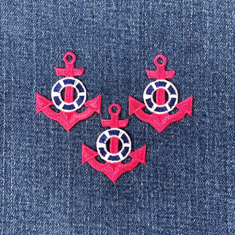 3-Pack Anchor Applique Patch - Pink Embroidered Nautical & Sailing Badge 1.75" (Iron On)