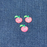 3-Pack Pink Apple Applique Patch: Mini Embroidered Shimmery Fruit Badge (Iron On)