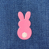 Pink Bunny Applique Patch - Embroidered Easter Rabbit Badge 2.75" (Iron On)