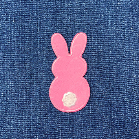 Pink Bunny Applique Patch - Embroidered Easter Rabbit Badge 2.75" (Iron On)