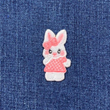 Easter Bunny Applique Patch - Cute Pink & White Embroidered Rabbit Badge 2" (Iron On)