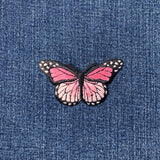Pink Butterfly Applique Patch - Embroidered Insect Badge 2-7/8" (Iron On)