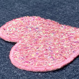 Confetti Heart Applique Patch - Embroidered Pink Sparkly Badge 2.75" (Iron Or Sew On)