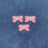 3-Pack Dragonfly Applique Patch - Embroidered Pink Insect Badge 1.25" (Iron On)