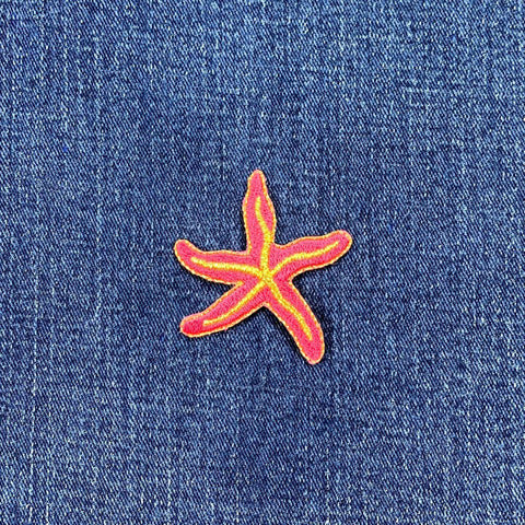 Starfish Applique Patch - Embroidered Beach Sealife Sea Creature Tide Pool Badge 2" (Iron On)