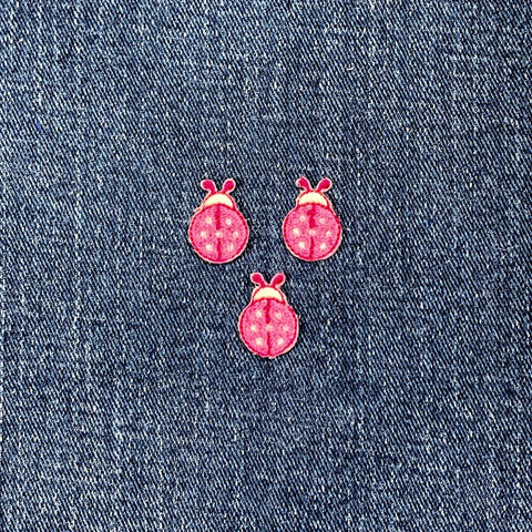 3-Pack Ladybug Applique Patch - Mini Embroidered Insect Badge 3/4" (Iron On)