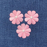 3-Pack Daisy Applique Patch - Pink White Flower Medium Embroidered Gardening Badge 1.5" (Iron on)