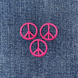 3-Pack Peace Sign Applique Patch - Mini Fuchsia Hot Pink Embroidered Badge 1" (Iron On)