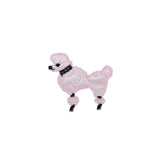 Pink poodle-shaped patch on a white background