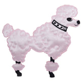 Poodle Applique Patch - Embroidered Sock Hop Dog Badge 4.75" (Iron On, Pink/Right)