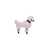 Pink poodle-shaped patch on a white background