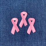 3-Pack Pink Ribbon Applique Patch - Embroidered Breast Cancer Awareness Badge 1-7/8" (Iron On)