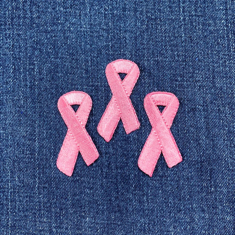3-Pack Pink Ribbon Applique Patch - Embroidered Breast Cancer Awareness Badge 1-7/8" (Iron On)