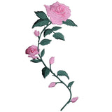 Large Pink Rose Applique Patch - Right Facing Flower Bloom Gardening Badge 5.5" (Iron on)