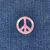 Sequin Peace Sign Applique Patch - Pink World Peace Badge 1.5" (Iron On)
