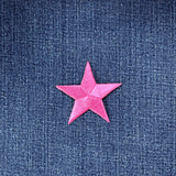 Pink Star Applique Patch - Embroidered Iron On Badge 2.25"