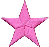 Pink Star Applique Patch - Embroidered Iron On Badge 2.25"