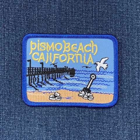 Pismo Beach California Patch - Embroidered Clams & Beach Pier Badge 3.5" (Iron On)