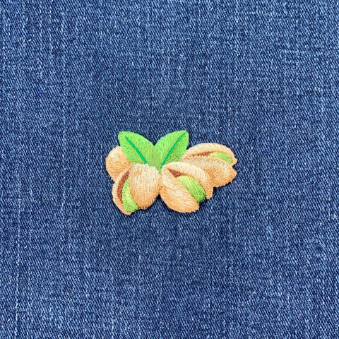 Pistachios Applique Patch - Tree Nut Embroidered Food Badge 1-7/8" (Iron Or Sew On)