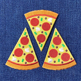 3-Pack Pizza Slice Applique Patch - Embroidered Food Badge 3" (Iron On)