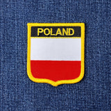 Poland flag patch on a blue denim background