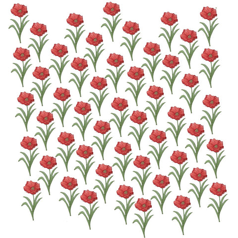 50-Pack Small Poppy Applique Patch - Flower Bloom Gardening Badge 2" (Iron on)