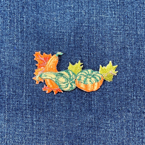 Pumpkins & Gourds Applique Patch - Fall Autumn Thanksgiving Halloween Embroidered Badge 3" (Clearance, Iron On)