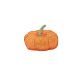 embroidered pumpkin with a green stem on a white background
