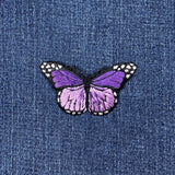 Purple Butterfly Applique Patch - Embroidered Insect Badge 2-7/8" (Iron On)