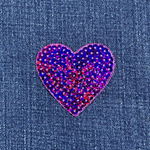 Purple Heart Applique Patch - Sequin Badge 2-3/16" (Iron On)