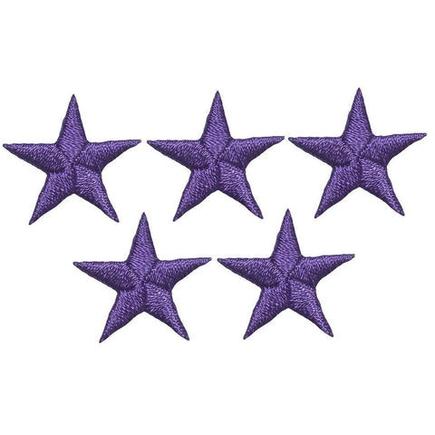 Purple Star Applique Patch - 100% Embroidered Achievement Badge 1.25" (5-Pack, Iron on)